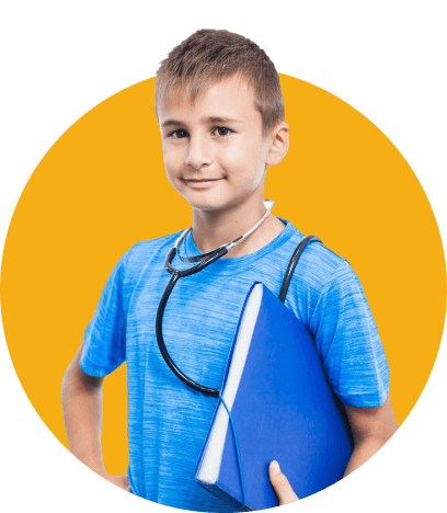 boy with folder standing